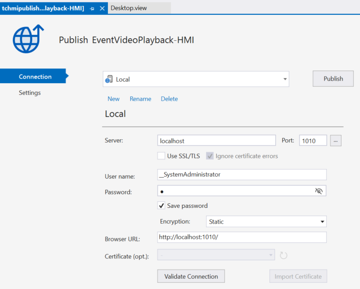 HMI Publish Connection