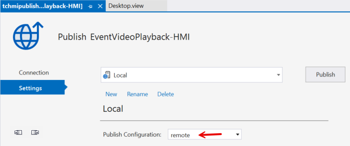 HMI Publish Settings